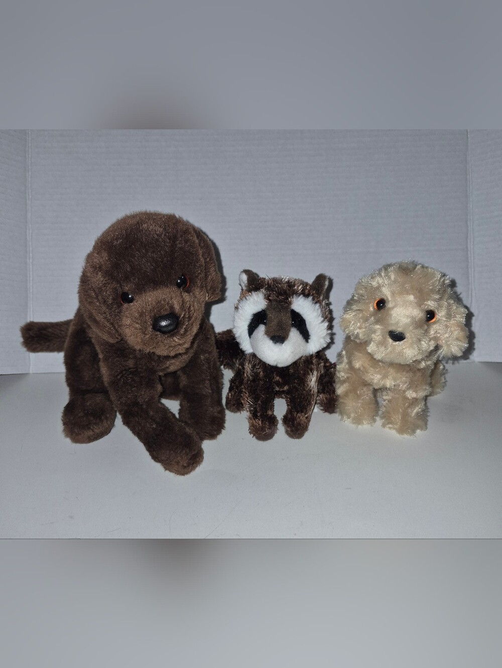 Douglas Plush Toy Lot Chocolate Lab Dog, Raccoon And Golden Retriever